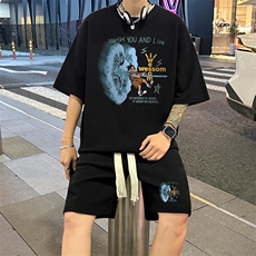 套装！华夫格套装短袖T恤短裤男TZ242-特P38，男装牛仔裤，电商B367