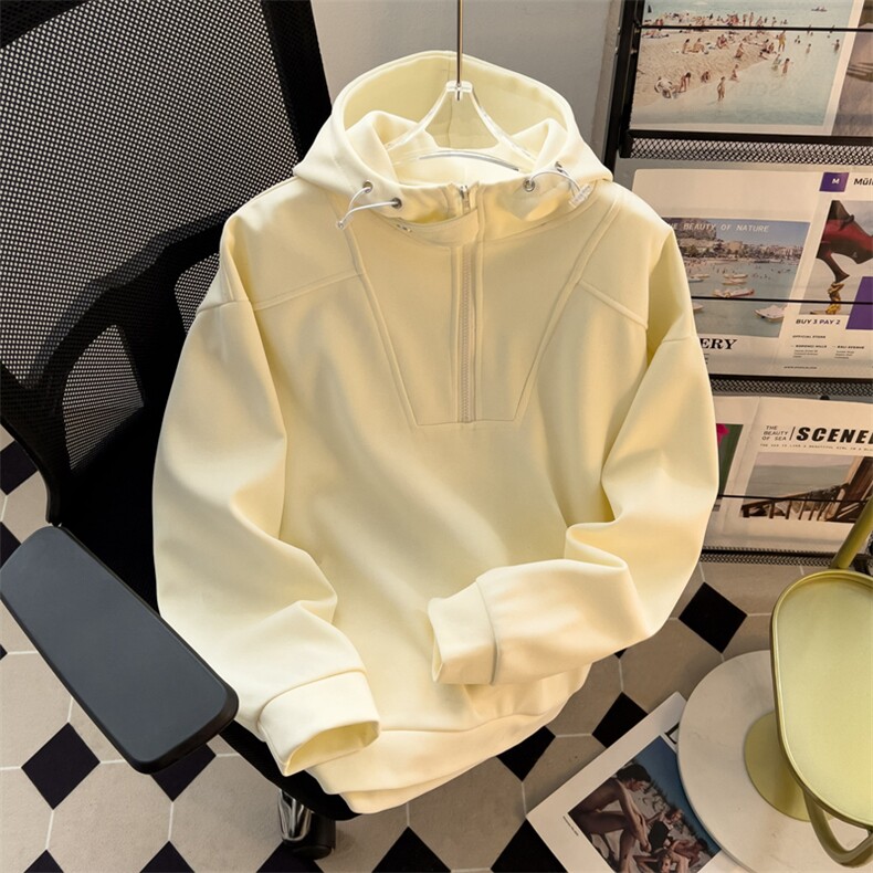 秋冬季潮牌连帽卫衣男美式高街设计感小众半拉链上衣W8026-P45,男装卫衣,星座512-4