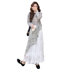 秋季半身裙长袖雪纺衫时尚两件套女，女装套装/套裙，秋水欣儿