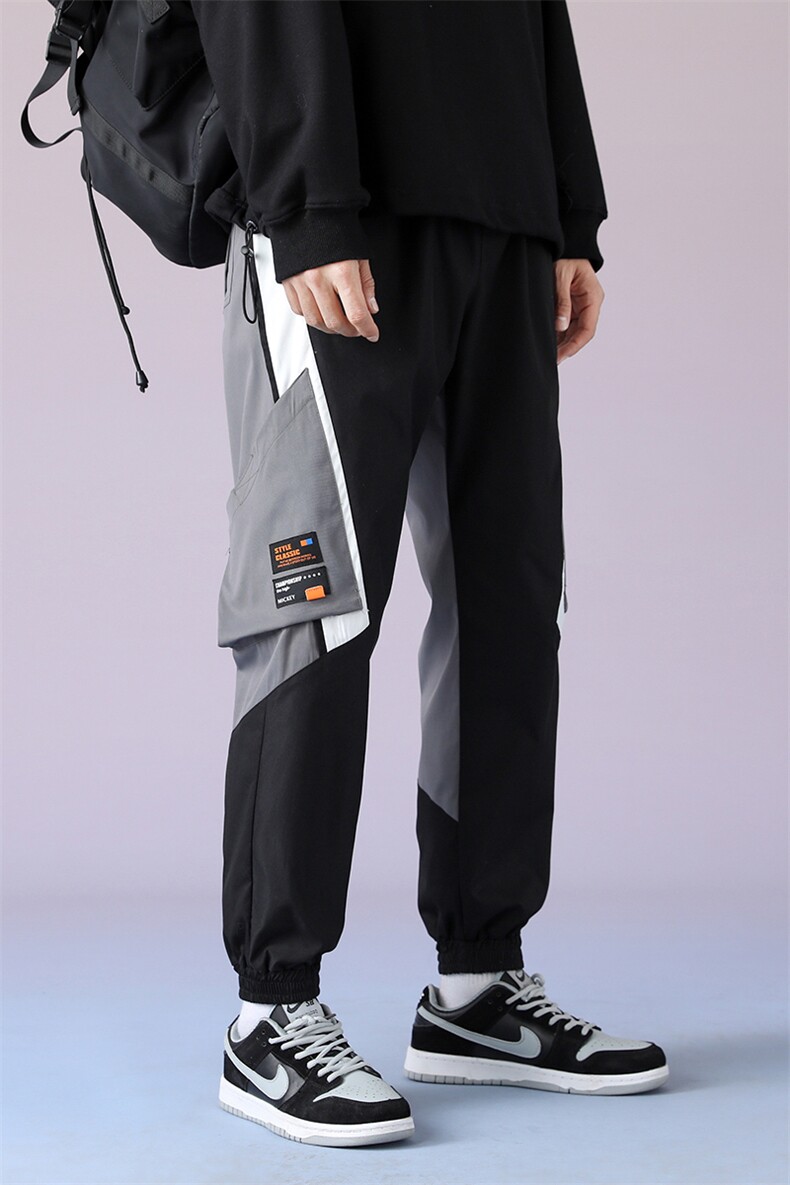 7XL-M2023春季新款休闲工装裤男加肥加大码拼色运动长裤束脚裤潮,男装休闲裤,钱塘717(原712)