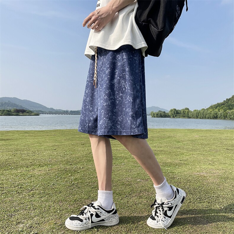 供视频~可二开扎染短裤男夏季五分裤K838特P30控55,男装牛仔裤,电商A309