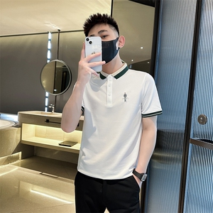 2026夏季短袖T恤翻领Polo衫小人刺绣撞色修身潮流半袖D342-T0267图片