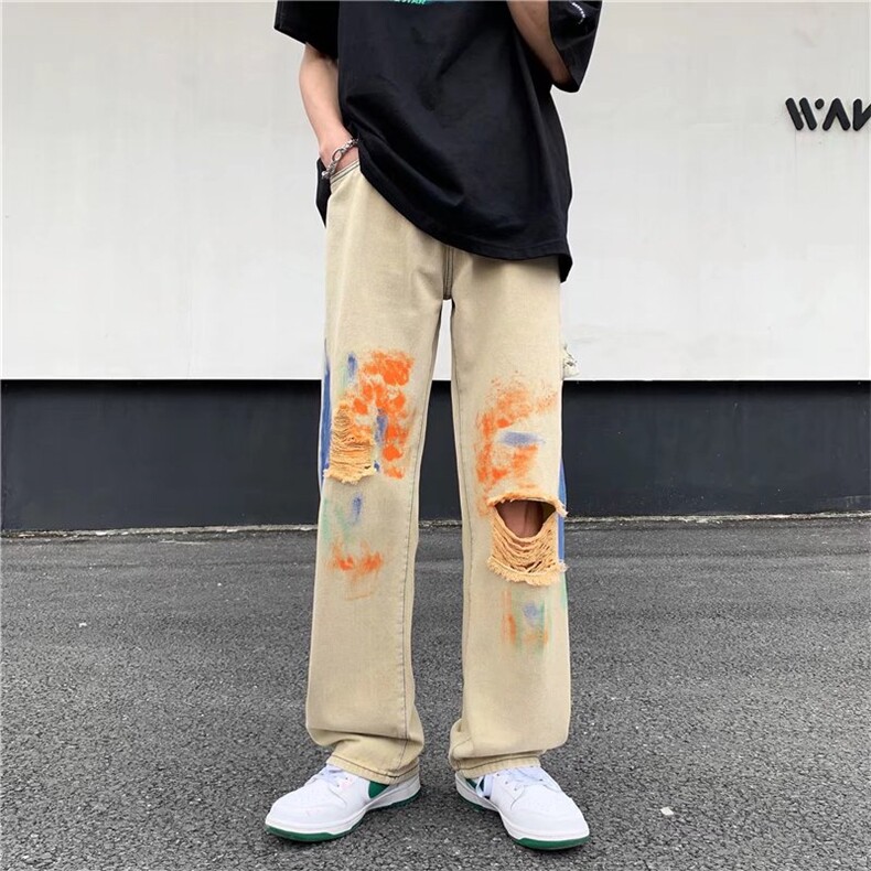 美式vibe风裤子高街ins潮牌休闲裤男设计感N902P50,男装牛仔裤,星座1116-2