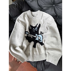 网图美式复古猫咪提花polo领毛衣针织衫男现货数据款-A2346P52，男装针织衫/毛衣，电商B241