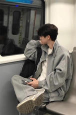 灰色外套开衫卫衣夹克休闲长裤一整套搭配KZ104特P55JK02特P78，男装夹克，星座908-1