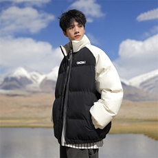 现货抖音得物可供视频三防加厚羽绒拼接棉衣外套面包棉服86626，男装棉衣，电商A486