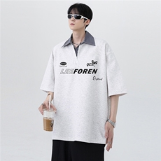撞色拼接cleanfit假两件翻领运动Polo衫短袖痞帅炸街t恤T170-P48，男装T恤，电商C307