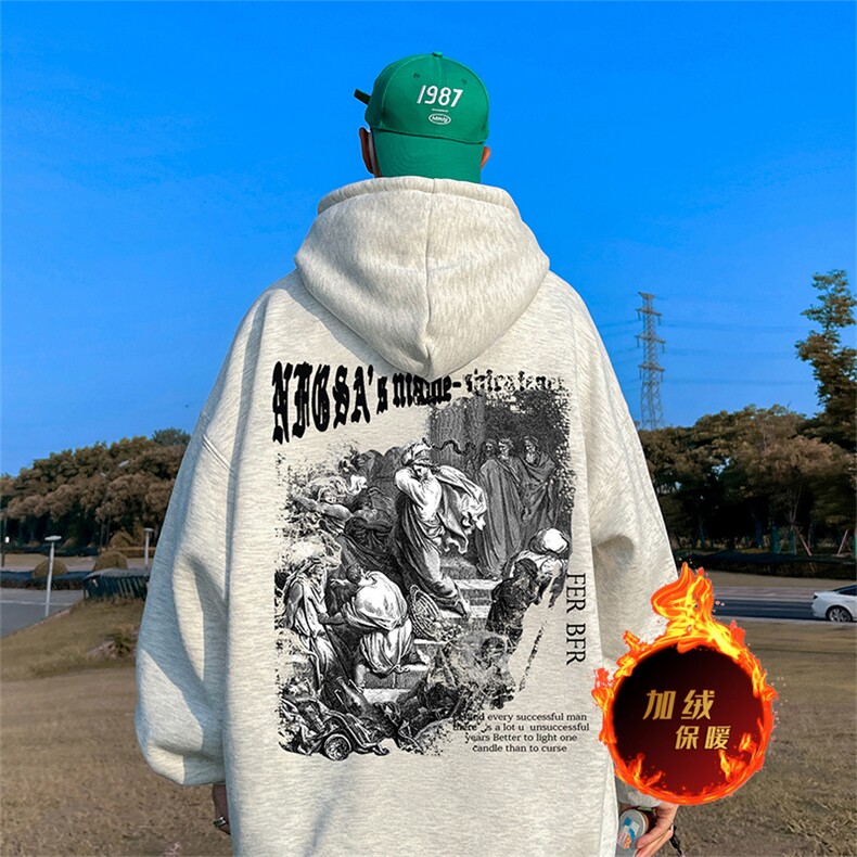 500克重磅秋冬美式加绒加厚卫衣外套 DL1529常规特P35绒特P40图片