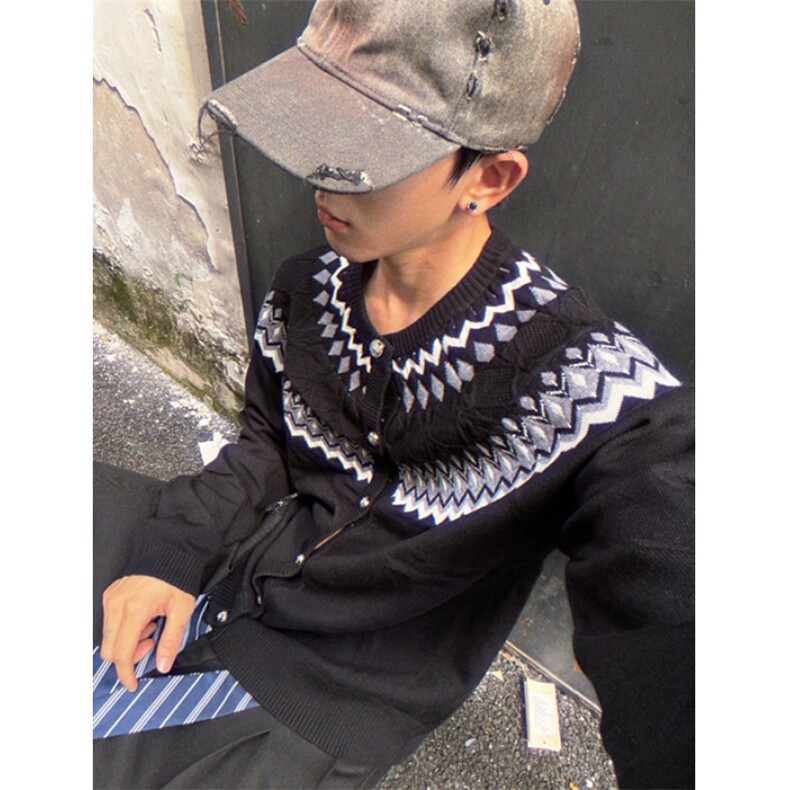 费尔岛针织毛衣男女秋冬季轻奢老钱开衫插肩百搭上衣MY9563,男装针织衫/毛衣,星座1116A（原606A-3）