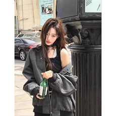 现货美式复古PU皮衣夹克外套男女高级感cleanfit外套WJK85566-P63，男装夹克，星座1008