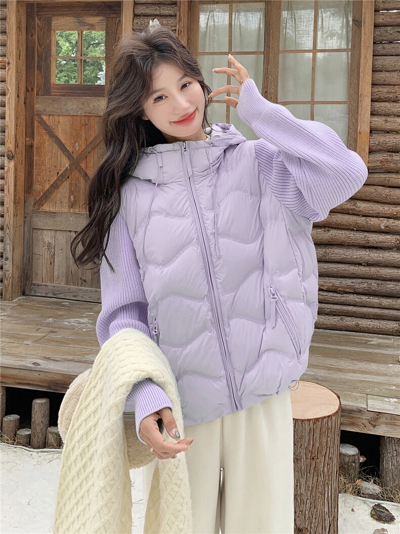 2025年冬季短款羽绒服针织袖90白鸭绒RF2C290-6889#-P290-K345,女装羽绒服,蝶眷