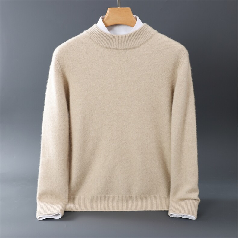 秋冬季新款舒适时尚百搭7针加厚半高领男士羊绒衫，男装羊绒套衫，伊绒腾羊绒