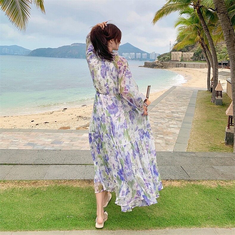 法式气质碎花连衣裙女2025夏季新款高级感收腰显瘦惊艳绝美a字裙,女装连衣裙,2C029