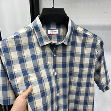 夏季新款短袖男款格子衬衫高档休闲百搭轻商务中青年休闲衬衣，男装衬衫，电商B212（原钱塘6029）