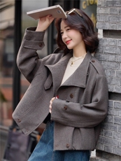 夹棉加厚复古大衣女宽松显瘦百搭年轻2025秋冬款时尚保暖外套，女装棉衣/棉服，靓衣阁
