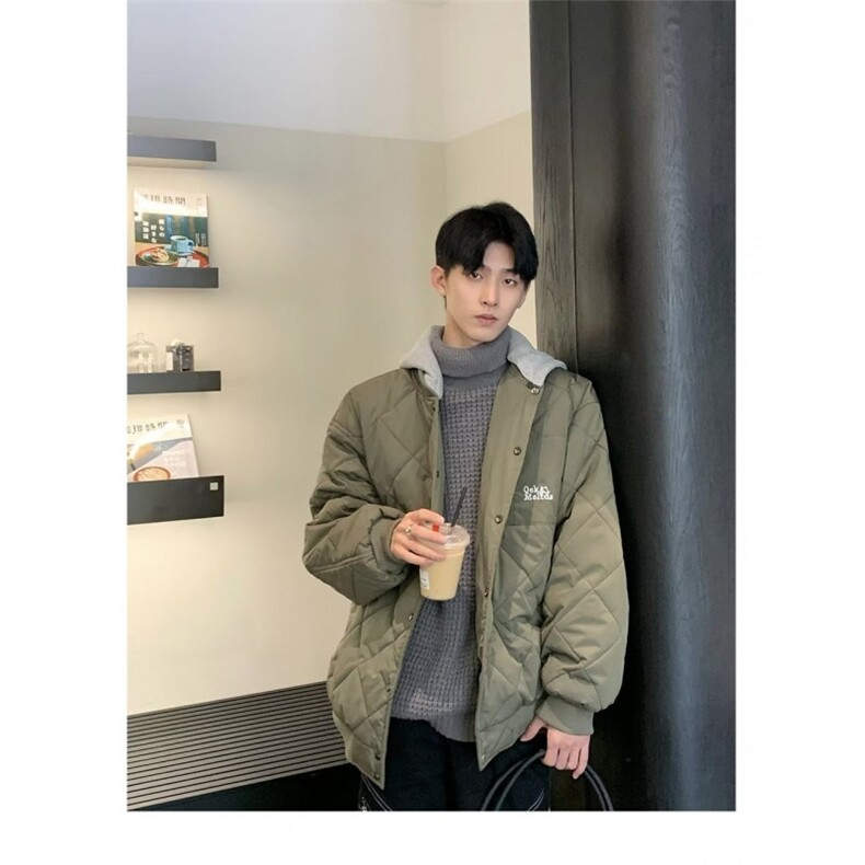 学院风时尚百搭棉服外套男女冬季新款撞色拼接潮流加厚保暖棉衣,男装棉衣,星座506A