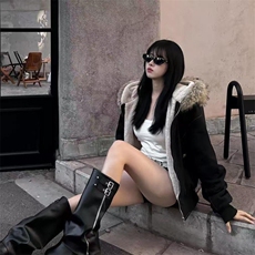 现货重磅boxy短款棉衣座山雕大毛毛领男女棉服水洗工装厚外套，男装棉衣，电商A486