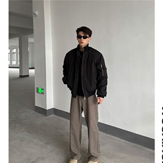 黑色美式飞行员夹克棉服男款秋冬加厚棉衣外套cleanfit短款棒球服，男装棉衣，电商A335-1（原A458）