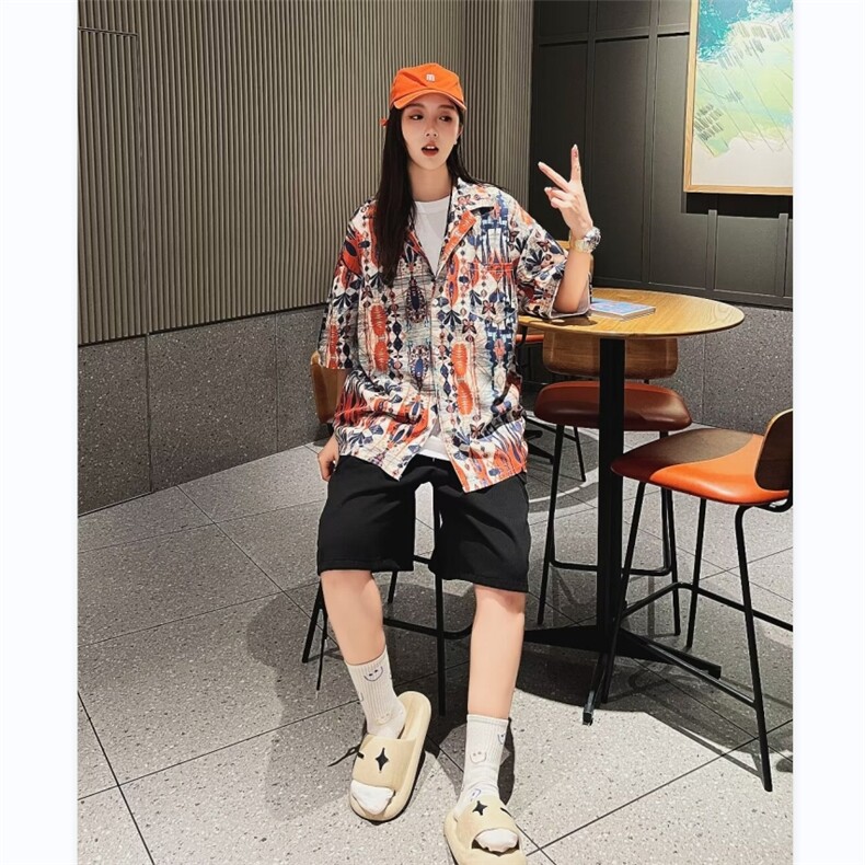夏季衬衫男女短袖印花蝴蝶百搭宽松2024新款ins帅气外套CY853-P29,男装衬衫,星座412-3