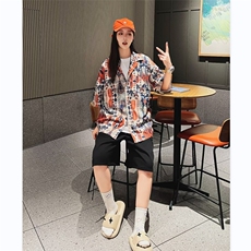 夏季衬衫男女短袖印花蝴蝶百搭宽松2024新款ins帅气外套CY853-P29，男装衬衫，星座412-3