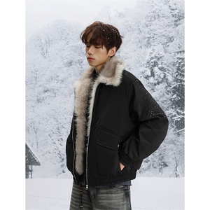 雪景 毛领座山雕冬季新款美式潮牌加厚棉衣男百搭棉服-A2343P99图片
