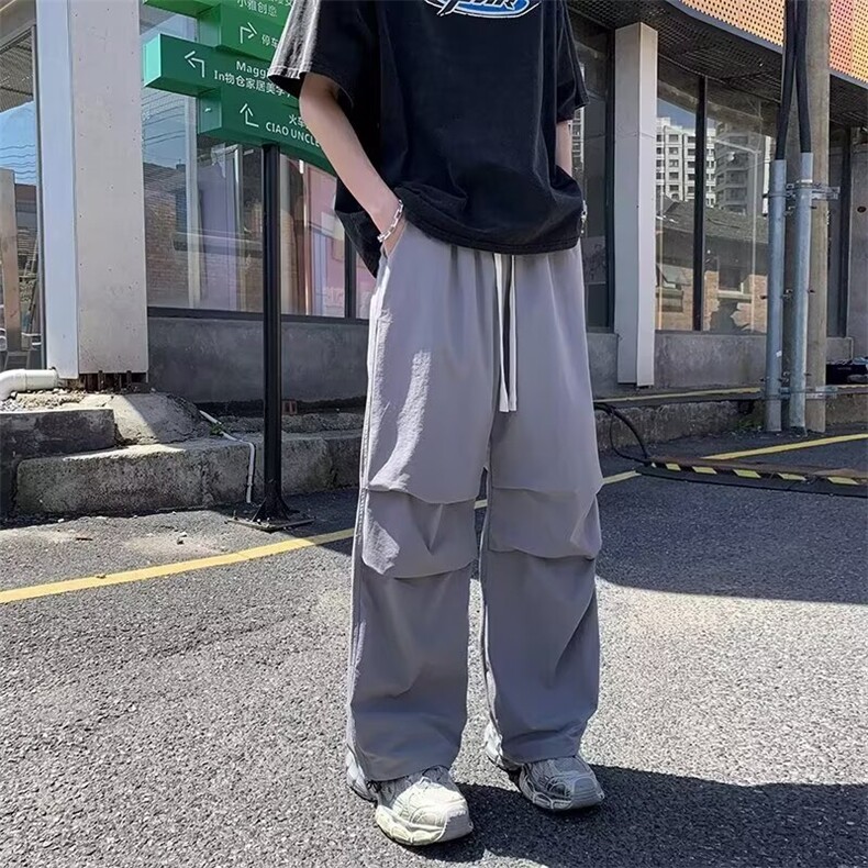 潮牌机能降落伞兵休闲裤男宽松百搭直筒抽绳速干工装长裤XWK57，男装工装外套，星座208-5