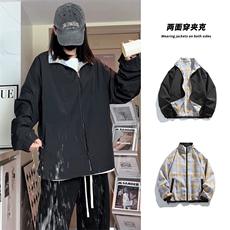 两面穿夹克外套光面防水潮牌情侣休闲宽松大码J7221-P62【特价】，男装夹克，电商A007
