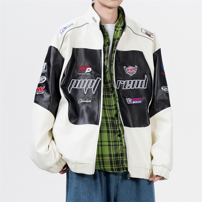 个性拼接皮衣机车服JK2168-P100图片