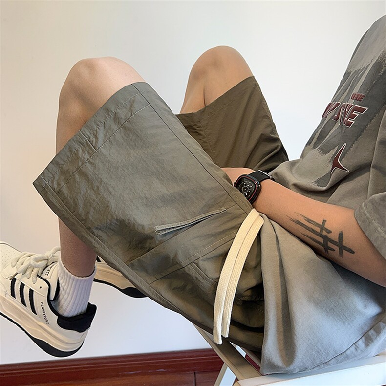 wassuphappy日系工装短裤男士夏季薄款潮牌透气休闲运动五分裤子,男装牛仔裤,电商A161