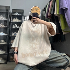 麂皮绒落肩T恤-原版品质-罗纹领口，男装T恤，星座506A