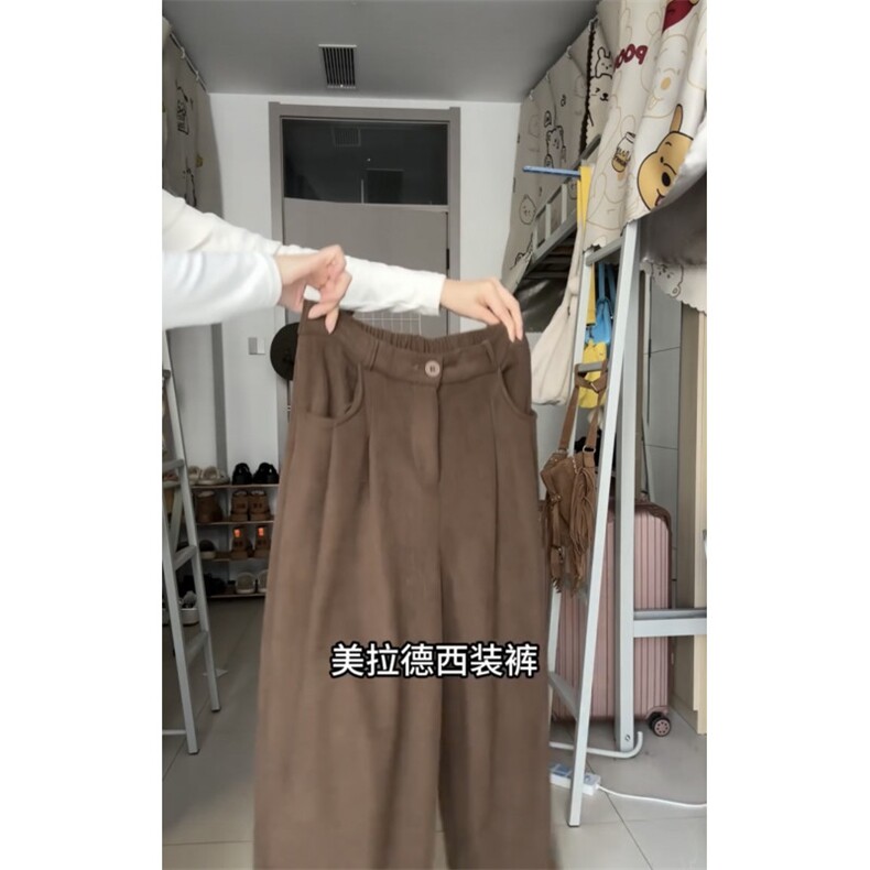女风美拉德棕色阔腿裤雪尼尔西装裤ZK0308-P50加绒58,男装休闲裤,星座313A(原308A-2)