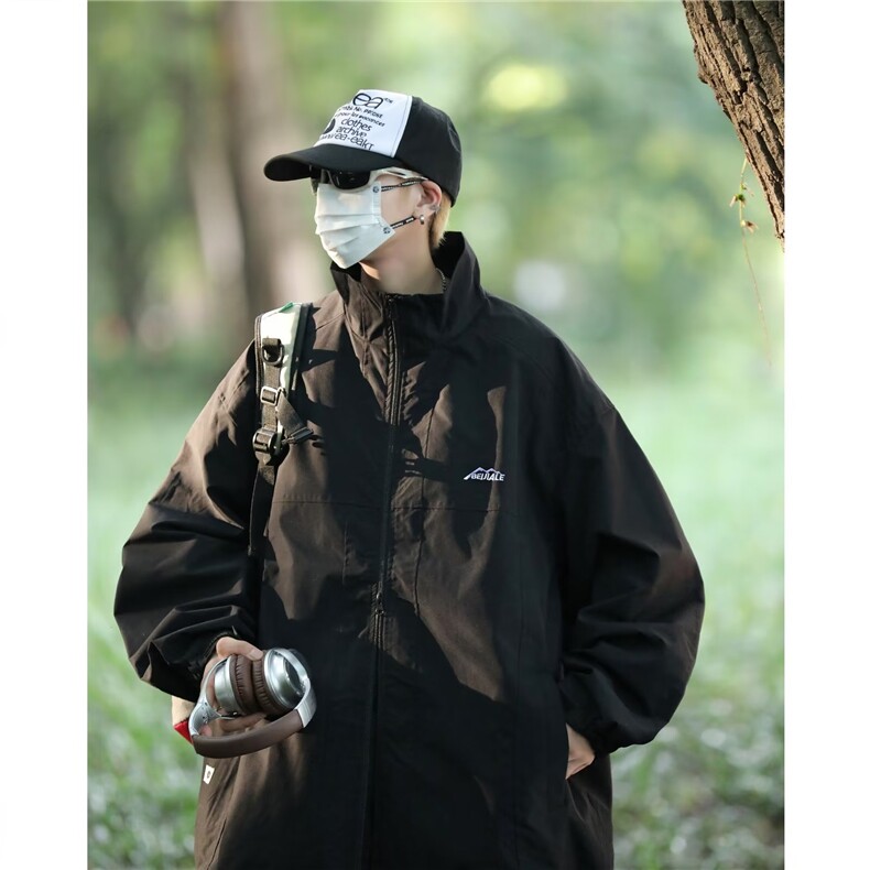 冲锋衣夹克男韩版潮流字母刺绣美式帅2023秋冬季ins外套W5280-P55,男装夹克,星座412-3