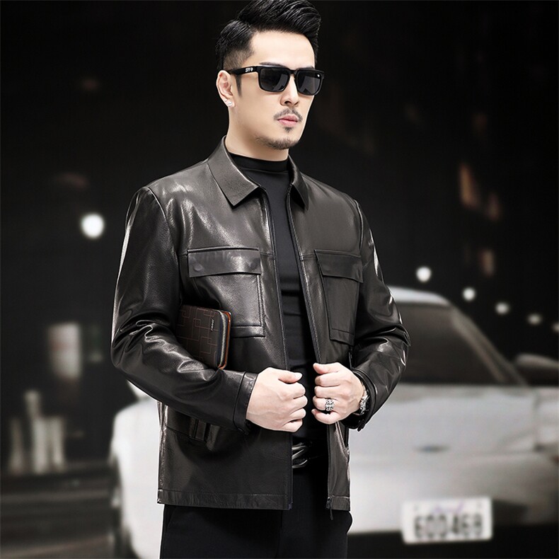 WL2106秋冬新款男士皮衣男山羊皮夹克多口袋P790,男装皮衣,电商B360