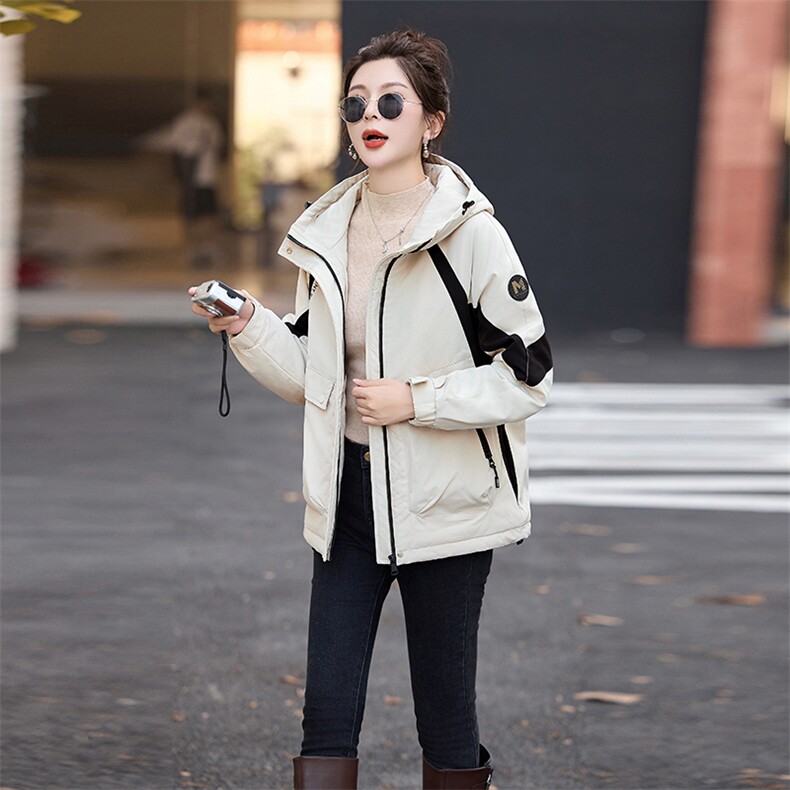 红拼色冲锋衣羽绒棉服女2025冬季新款休闲加厚保暖棉衣外套,女装棉衣/棉服,涵亦佰惠