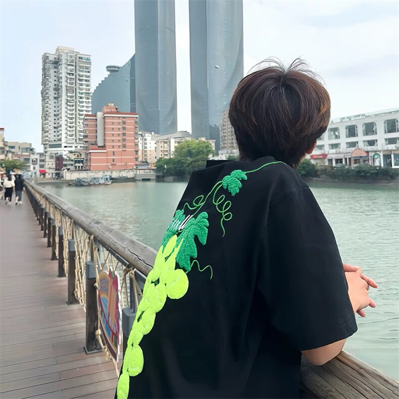 特殊工艺网球毛巾刺绣高品质260克双纱纯棉美式高街短袖T恤,男装T恤,电商A486