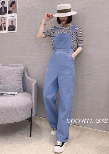 21021、条纹背带牛仔裤套装，女装牛仔裤，茜茜可依 红太狼
