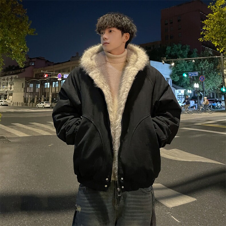 冬季新款外景座山雕连帽夹克棉服男女潮复古宽松外套MF00372/P135,男装夹克,电商B316