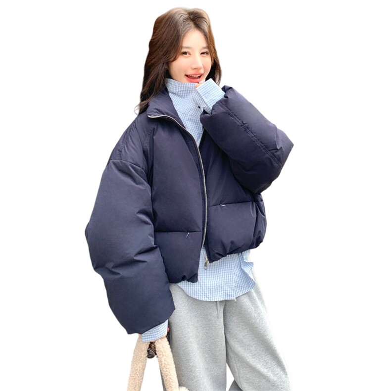 2025冬季新款假两件拼接衬衫立领羽绒服女90白鸭绒保暖韩版休闲风,女装羽绒服,艾米莉亚