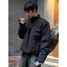 基础款黑色棉服男冬季美式潮牌痞帅夹棉加厚立领棉衣外套，男装棉衣，星座506A