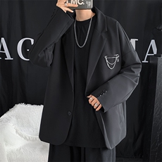 ins西服外套装春秋季薄款长袖宽松休闲西装男士上衣服W1057-P50，男装夹克，星座512-2