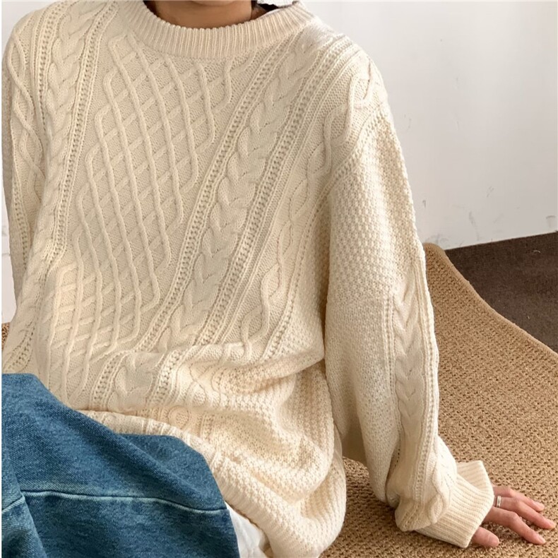 秋冬新款复古慵懒风扭绳毛衣日系美式百搭宽松麻花中性风针织毛衣,男装针织衫/毛衣,星座1210-1