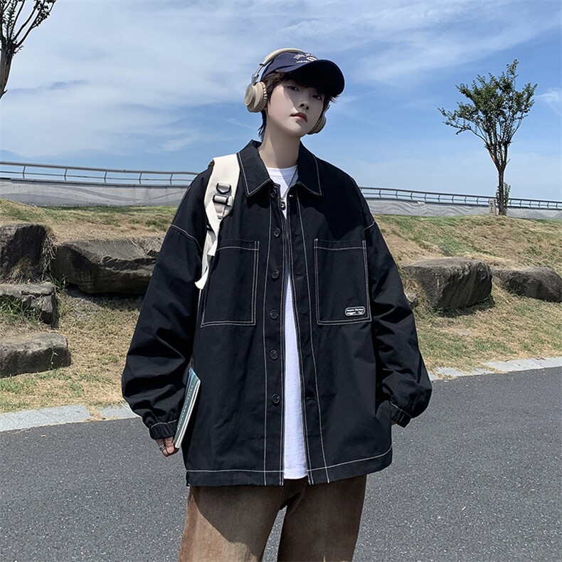 XZ213-JK21-P75控88港风大码日系cityboy高级感翻领工装衬衫夹克,男装夹克,星座213