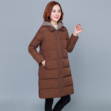 棉衣/棉服连帽拉链2020年冬季长袖中长款时尚常规保暖舒适，女装棉衣/棉服，独衣靓