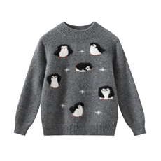 新款百搭半高领企鹅刺绣套衫，童装儿童羊毛衫，鑫贝羊绒