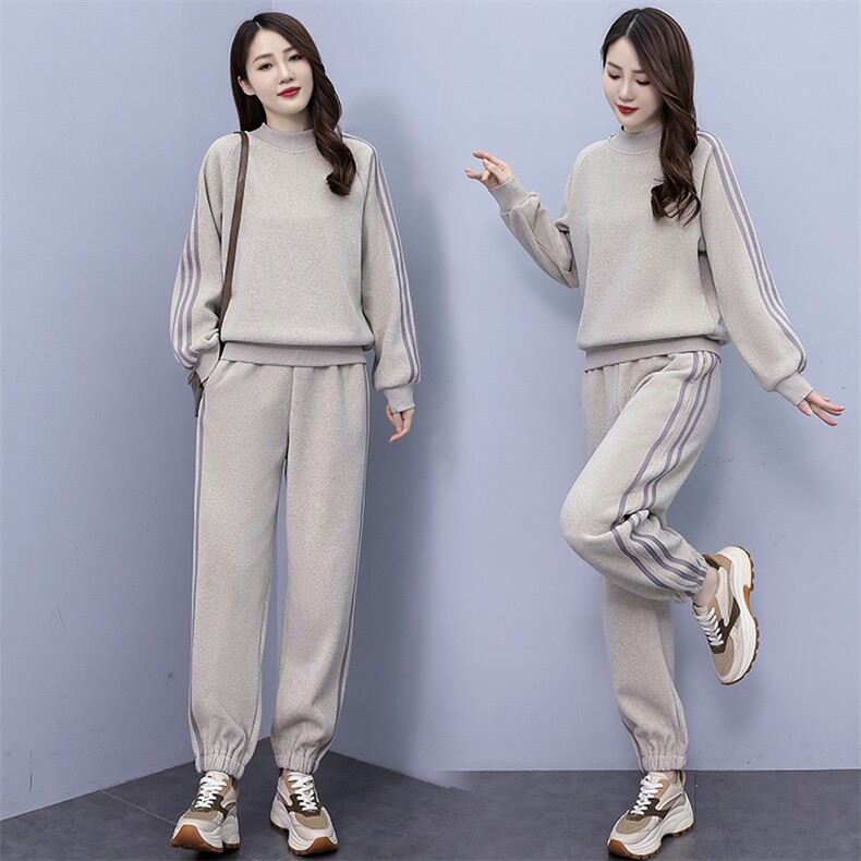 2025秋冬半高领加绒加厚时尚套装，女装运动套装，凯瑟曼