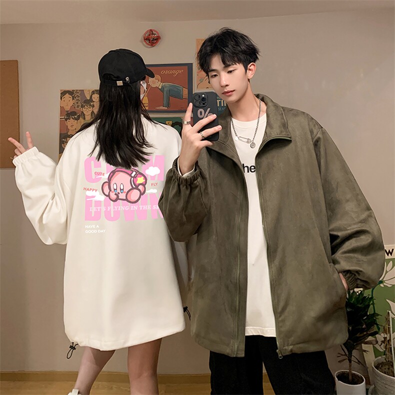 麂皮绒夹克男大码立领褂子外套JK85318-P68加绒款-P78,男装夹克,电商A040