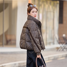 时尚设计感印花短款羽绒服女2025冬季新款白鸭绒加厚保暖防寒，女装羽绒服，余墨