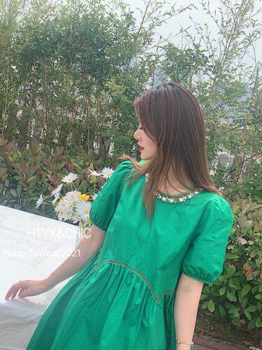 排单，珍珠项链素色娃娃裙，女装，HTYX(6F)