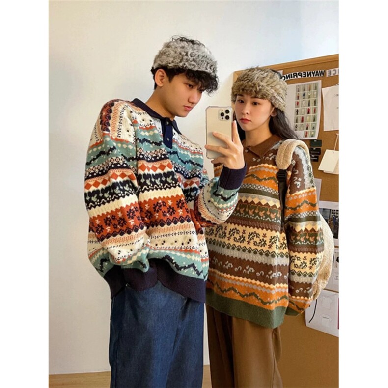 MM348-P57美式复古慵懒风男女同款软糯套头针织毛衣,男装针织衫/毛衣,星座617A-2