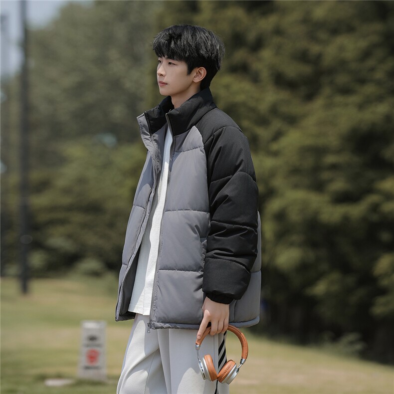 外景山系港风冬款拼色宽松休闲立领棉服A247-MY8891特批65控98,男装棉衣,电商A247